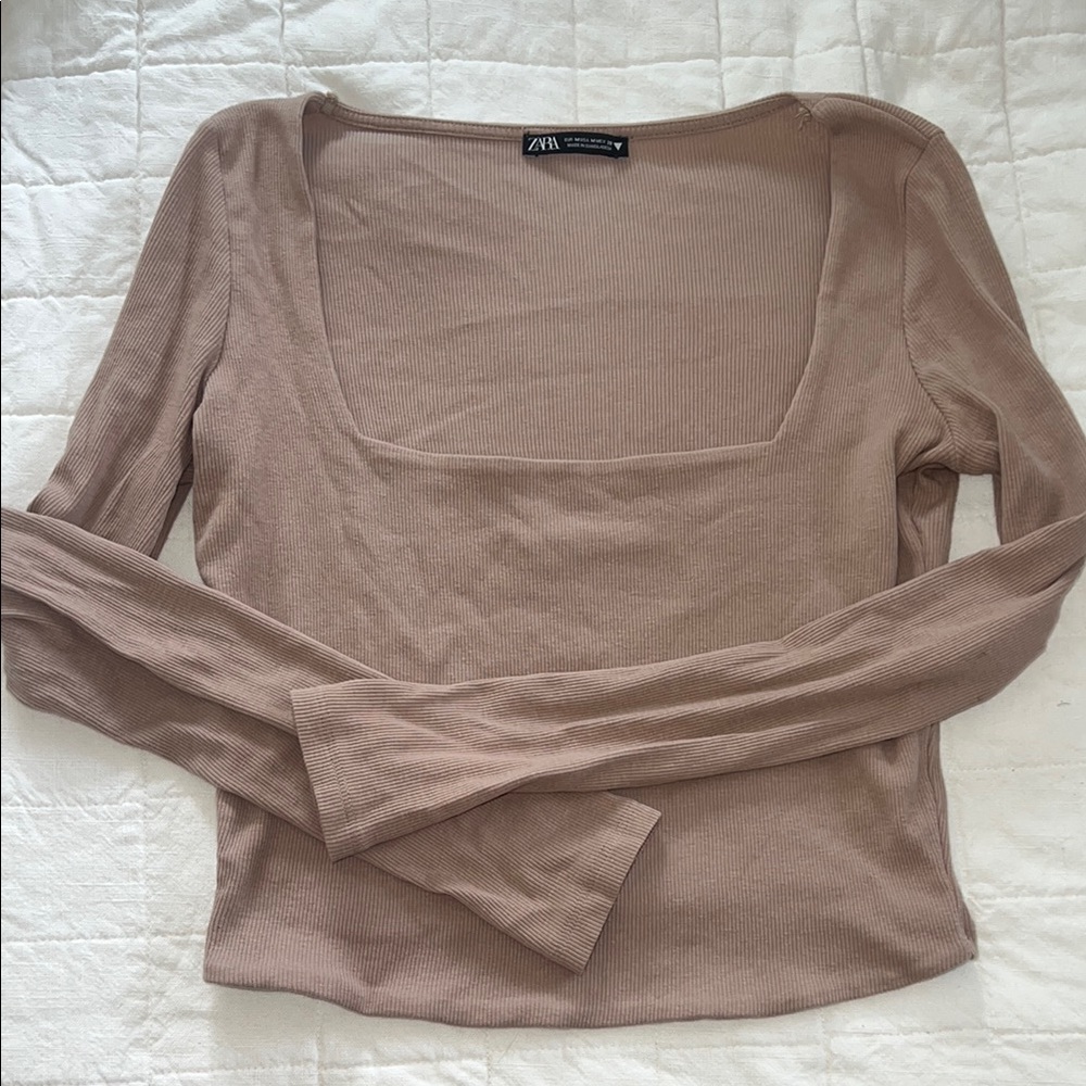 Zara Women's Tan Ribbed Top